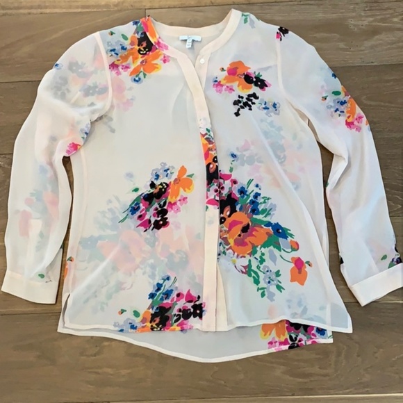 Joie Devitri Sheer, Chiffon, Silk Floral Blouse Medium - Picture 2 of 4